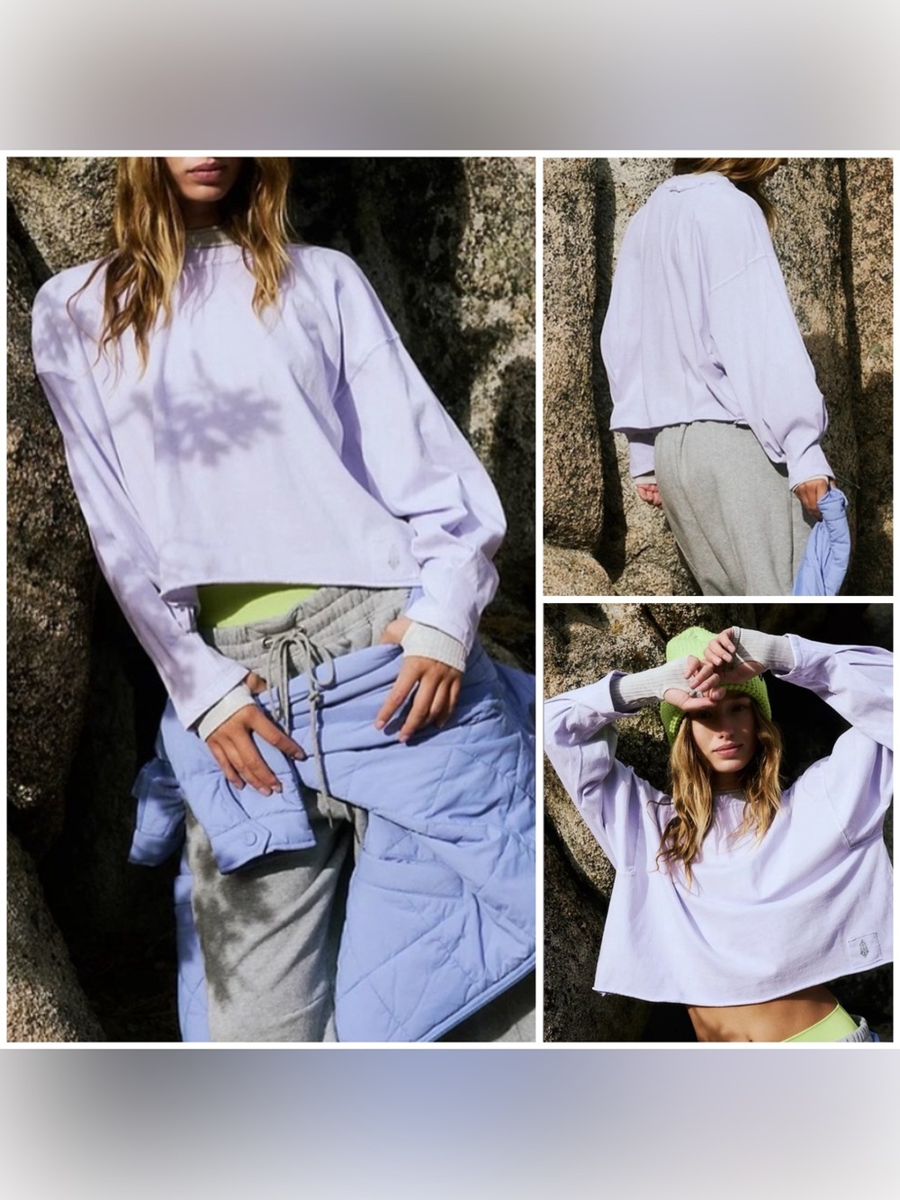NWOT Free People FP Movement Inspire Layer - violet frost purple - XS